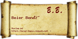 Beier Benő névjegykártya